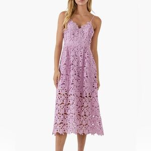 ASTR Lace Midi Dress in Lavender